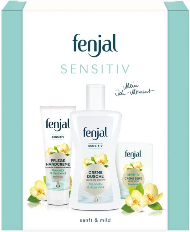 Fenjal Sensitiv pečující krém na ruce 75 ml + krémový sprchový gel 200 ml + tuhé mýdlo 100 g darčeková sada