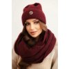 Fashionweek dámsky komplet s čiapkou a nákrčníkom z mäkkej pleteniny K8 Vínové