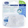 CHICCO Cumlík Physio Luxe celosilikónový 6-12m crystal 2 ks