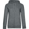 B&C | QUEEN Zipped Hood, Dámska mikina s kapucňou, sivá heather mid, XL