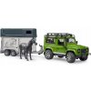 Osobný automobil Bruder zelený s prívesom pre kone 1:16