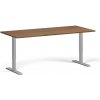 Výškovo nastaviteľný stôl, 180x80 cm, 1 motor, sivá podnož, orech