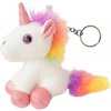 Plyšový jednorožec prívesok s kovovým krúžkom biely 12cm