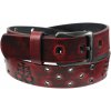 opasok s kovom Leather & Steel Fashion red