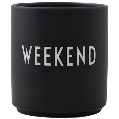 Design Čierny porcelánový hrnček Weekend Letters 300 ml