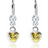 Šperky eshop - Náušnice zo striebra 925, zirkónové srdce, dva číre krištáliky Swarovski I30.28