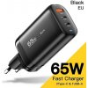 Rýchla nabíjačka / napájací adaptér 3xUSB 65W QC3.0+ PD3 GaN