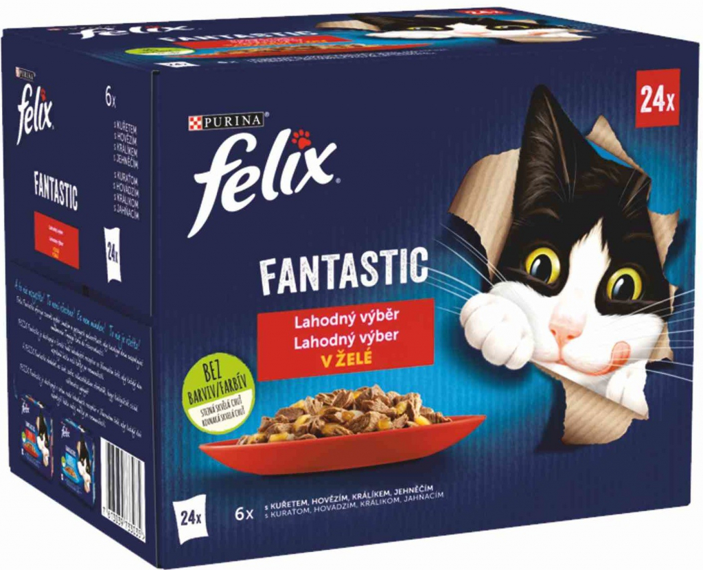 FELIX Fantastic kura hovädzie králik jahňacie v želé 24 x 85 g