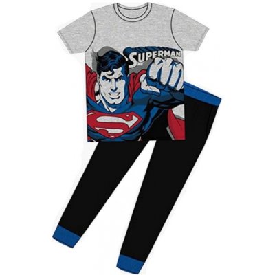 Superman pánské pyžamo kr.rukáv šedo černé