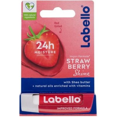 Labello Strawberry Shine 24h Moisture Lip Balm balzám na pery s jemným zafarbením 4.8 g