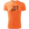 Play Eat Sleep Repeat game - Pánske tričko Fantasy športové - L ( Neon mandarine )