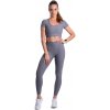 BrainMax rebrované legíny s vysokým pásom, šedá Veľkosť: XL Športové rebrované legíny pre ženy