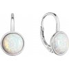 Evolution Group strieborné náušnice visiace s bielym okrúhlym syntetickým opálom 11466.1 white