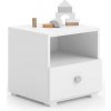 Nočný stolík Emi biely, sivá úchytka