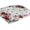 Vianočný gobelínový obrus nas stôl s lurexom vianočné kvety a vetvičky 90x90 cm Viacfarebná