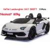 JOKO Veľké Elektrické autíčko Lamborghini SVJ DRIFT 24V, penové kolesá, kožené sedadlo, nosnosť 60kg, funkcia DRIFTU, biele