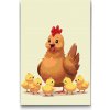 Vymalujsisam.sk Maľovanie podľa čísiel - Sliepka s kuriatkami Veľkosť: 20x30cm, Rám: Na kartónovej doske