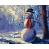 Maľovanie podľa čísel Snehuliak v lese, 80x100 cm, bez rámu a bez vypnutia plátna (6044832)