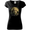 Albert Einstein so slúchadlami - Dámske tričko Pure - 2XL ( Čierna )