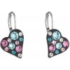 Evolution Group Náušnice bižutéria so Swarovski krištáľmi modré srdce 51043.3 jet mix