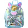 Detský batoh s jednorožcom a pohyblivými konfetami modrý 25 cm 4,5L