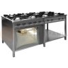 Gastronomický plynový sporák 8 horákov s plynovou rúrou a policou, 1740x900x850 mm, 49 kW