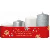 Sviečky adventné STUPŇOVITÉ GLAMOROUS MIX d5x5/6,5/8/9,5cm