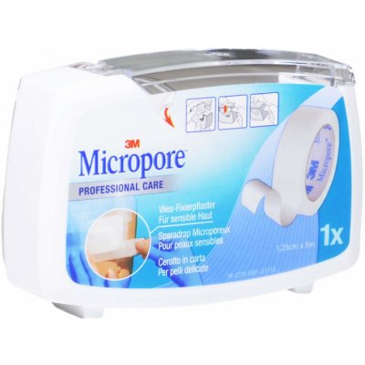 3 m Micropore 1,25 cm x 5 m náplast na cívce, hypoalergenní, netkaná textílie