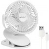 Bezdrôtový ventilátor s klipom - biely – nabíjací USB-C 1200 mAh