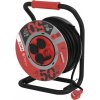 EMOS Vonkajší predlžovací kábel na bubne Hafe so 4 zásuvkami a pohyblivým stredom 50 m červeno-čierny