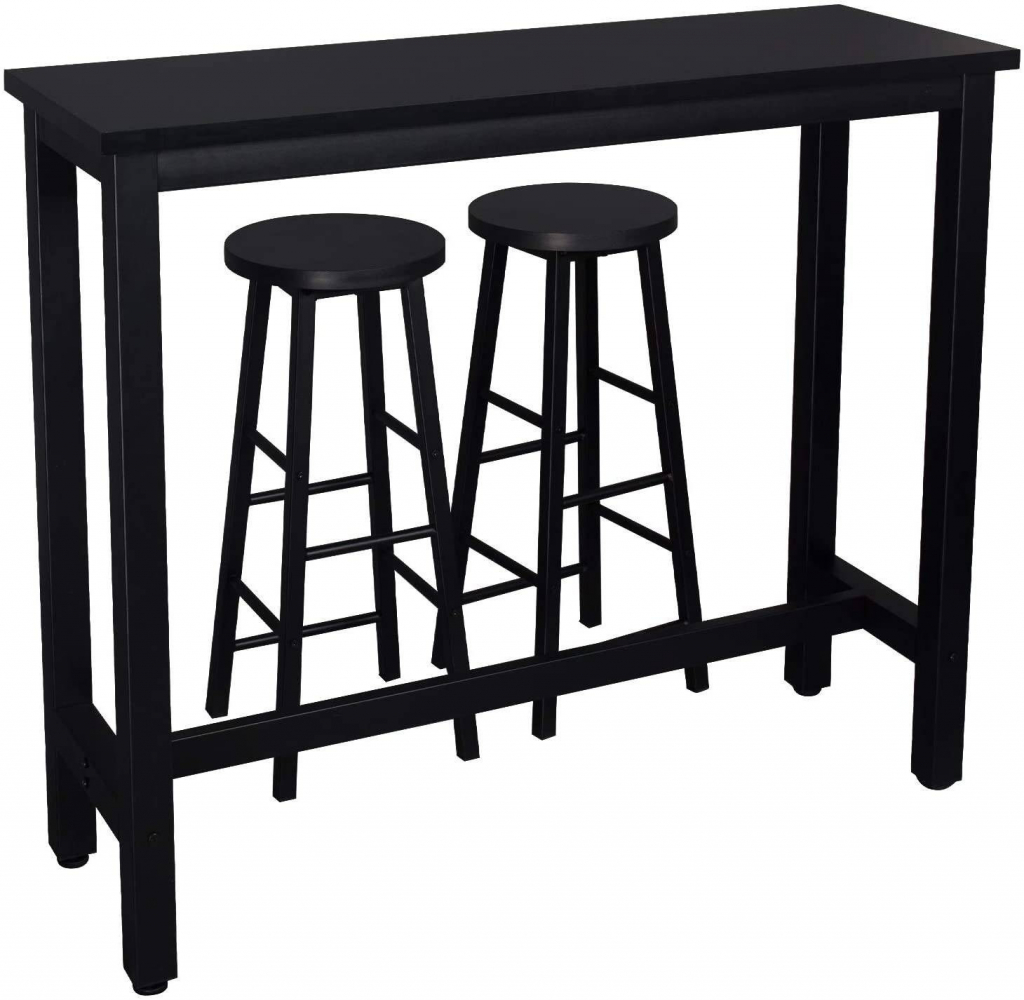 WOLTU BT17sz+BH130sz-2 1x barový stôl + 2x barové stoličky, kovový rám,  MDF, čierny od 202,99 € - Heureka.sk
