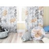 Biante Detský bavlnený záves Sandra SA-367 Sivo-oranžové kvety na bielom 140x260 cm