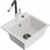 MEXEN/S MEXEN/S - Milo granitový drez 1-miska vrátane batérie Flora, biela 6505-20-670401-07-B