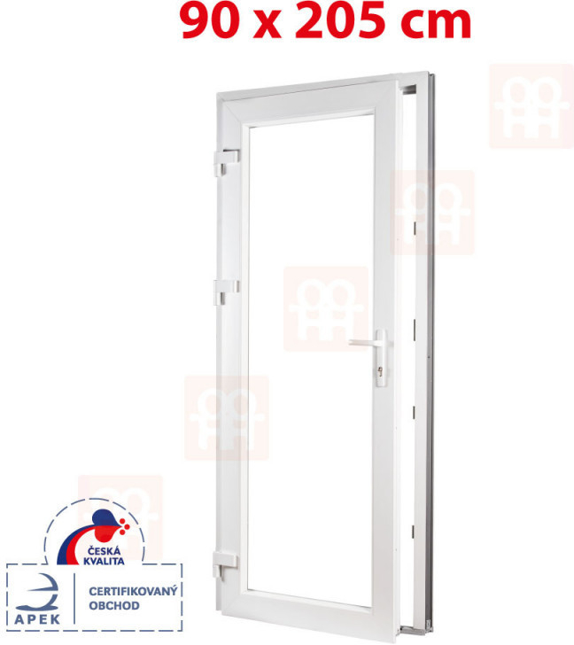 OKNA-HNED.SK Plastové dvere 90 x 205 cm (900 x 2050 mm) biele presklenné ľavé