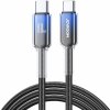 JOYROOM S-A42 Crystal Clear Series opletený rýchlonabíjací a dátový kábel 60W USB-C / USB-C pre iPhone / iPad / MacBook / AirPods - 1,2 m - čierny - možnosť vrátiť tovar ZADARMO do 30tich dní