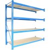 Profesionálny regál Biedrax prídavný 60 x 120 x 200 cm, 4 police - nosnosť 350 kg/polica, modrý
