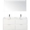 Kúpeľňová zostava Sanox Porto 120 cm mramor zrkadlo 4 zásuvky biela s LED