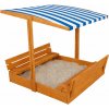 ATMOWOOD Drevené pieskovisko s farebnou strieškou a lavičkami