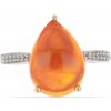 Galéria Šperkov Pozlátený Strieborný Prsteň s Oranžovým Opálom z Lega Dembi a Bielym Topásom Y47905
