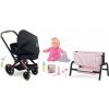 Set kočík trojkombinácia s bábikou Eloise Cybex Black 3in1 Pram Corolle v postieľke s fľaškou