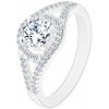 Šperky eshop - Ligotavý zásnubný prsteň, striebro 925, rozdvojené ramená, kruh so zirkónom M02.19 - Veľkosť: 50 mm