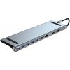 AppleKing bYL-2003 11v1 hub - slot na SD / TF kartu / RJ45 / HDMI / VGA / 3,5 mm jack / USB-C / 4x USB-A na USB-C pre MacBook - sivý - možnosť vrátiť tovar ZADARMO do 30tich dní