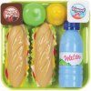 Ecoiffier 100% Chef 955 olovrant obložené chlebíky s jogurtom vodou a ovocím na tácke