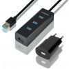 AXAGON HUE-S2BP, 4x USB 3.0 CHARGING húb, vr. AC adaptéra, kábel USB-A 1.2m