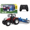 Diaľkovo ovládaný traktor s valcovým pluhom 2,4G gumené kolesá