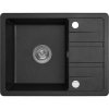 Laveo Stella, 1-komorový granitový drez 580x440x163 mm s krátkym odkvapávačom, čierna, LAV-SBY_713T