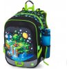 BAGMASTER BATOH ALFA 26 B SET 3-dielny (Trojkomorový školský batoh - kockový svet)