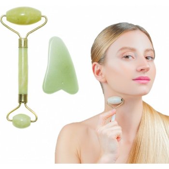 P.R.C. Jade roller masážny valček na tvár + Gua Sha kameň