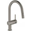 Drezová batéria GROHE Minta s vyťahovacou spŕškou, 2 prúdy kartáčovaný Hard Graphite 32321AL2