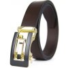 Opasok z pravej kože s automatickou prackou GOLD BOX - Tmavo hnedá (VGOLD-BOX-TH)